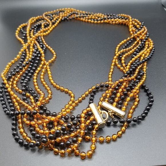 Long Vintage Lucite 5 Strand Necklace, Light Weight Beaded Strands, 50 Inches - Picture 7 of 9